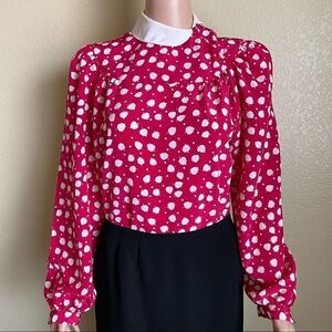 Nipon Blouse High Neck Collar Vintage Style Leaf Print Blouse Size 4